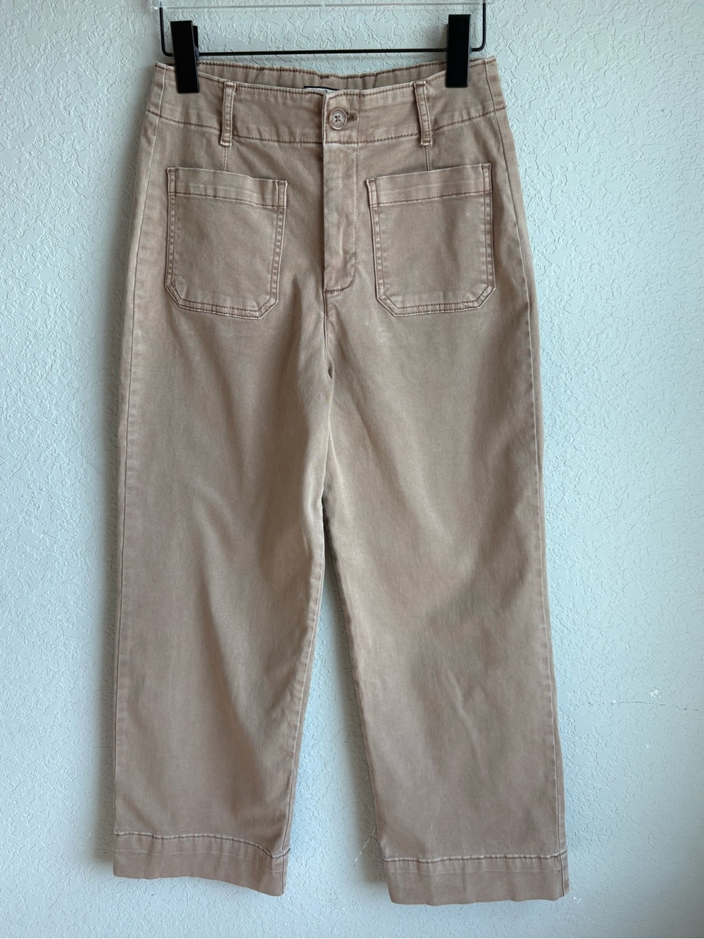 Bagatelle Collection Utility Crop Pants Beige Wide Leg Size 4